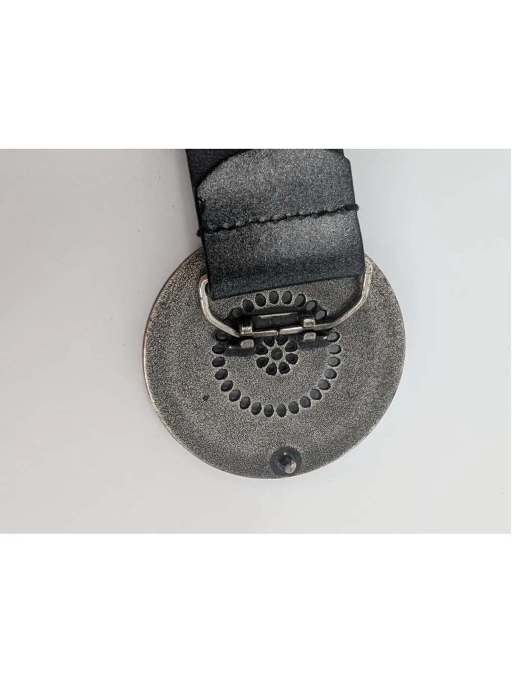 White House Black Market Belt M/L Black Rhinestone Medallion Buckle Wide Belt